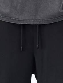 Men's Contrast Color Drawstring Waist Casual Daily Travel Long Pants - Black - View 4