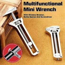 1pc Multi-Function Mini Wrench, Adjustable Small Wrench, Caliper Keychain, Compact Tool With Window Breaker, Bottle Opener And Screwdriver - Multifunctional - View 4