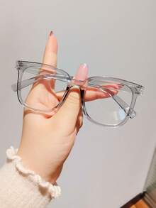 1 Pair Kids Square Frame Clear Lens Glasses, Minimalist Style Suitable For Boys And Girls Party Holiday Travel Vacation Decoration, Daily Accessory Photography Prop - Multicolor - View 3