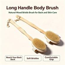 Solid Wood Long Handle Boar Bristle Bath Brush Body Dry Brush Boar Bristle Shower Brush Body Scrub Brush Leg Exfoliating Brush - Multicolor - View 2