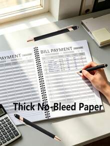 3/1 Spiral Bound Bill Payment Tracker Notebook, Monthly Budget Planner With Expense Payment Records & Savings Overview, Durable Paper English Version Financial Management Book, Suitable For Students, Office Workers, Home Budget Management - Multi-style 2 - View 3