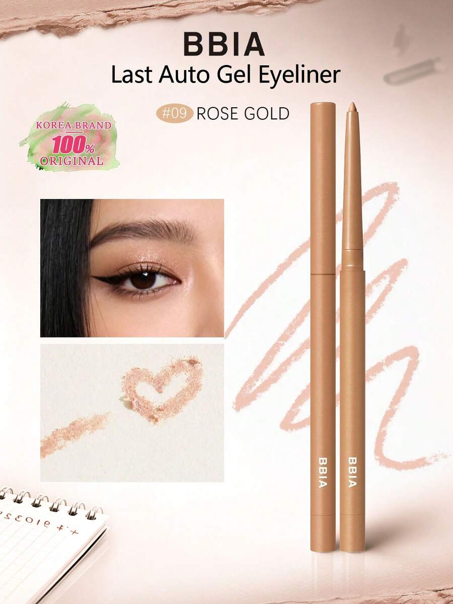 Bbia Last Auto Gel Eyeliner 09, Waterproof Smudge Proof, Not Fade Long-Lasting, Smooth Application, Fine Brush Tip, For Beginner, K-Beauty, Korean Makeup, GIFT, 0.3g/0.01oz