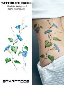 STARTTOOS 1 pieza Pegatina de tatuaje temporal impermeable con patrón estético de hada y gloria de la mañana de Halloween para maquillaje, calle, regalo de fiesta, brazo, hombro, cuello, cintura y abdomen - Multicolor - Ver 1