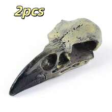 2 Peças Crânio de Corvo de Halloween, Estátua de Decoração Gótica de Corvo, Crânio de Animal, Decoração de Osso Falso, Colar de Corvo, Pingente de Joia de Cabeça, Máscara de Esqueleto de Pássaro, Coroa, Presente Bruxo para Homens e Mulheres - A - Visão 14