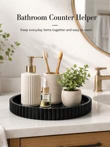23cm Lace Round Silicone Bathroom Countertop And Vanity Tray - Silicone Bathroom Tray For Holding Makeup, Jewelry, Candles, Soap Dispensers, Modern Bathroom Decor, Coffee Table Decor, Candles, Perfumes And Plant Display Tray. - Multicolor - View 4