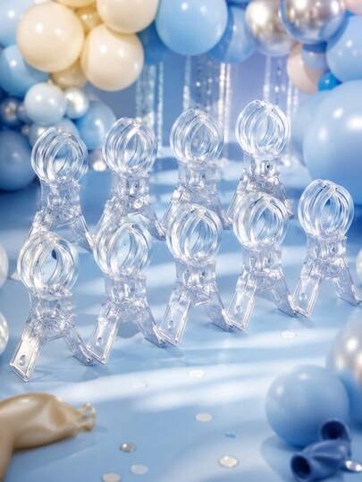 10pcs Large Transparent Plastic Balloon Arch Clips, Durable Clips With Ergonomic Handle And Sturdy Base, Transparent Plastic Spring Clips Suitable For Balloon Arch Kits, Birthday Decorations, Crafts, Photography Studio, Birthday Party Supplies, Party Supplies, Birthday, Birthday Balloons, Party Balloons, Birthday, Craft Supplies (Transparent), Saudi Arabia National Day