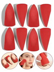 MAANGE 1/8pcs Professional Multi-Function Soft Makeup Sponge Set, Dual-Use Dry And Wet, Reusable Makeup Sponge, Makeup Egg, Makeup Tools, Suitable For Mixing Liquid Foundation, Foundation And Cream, For Nose And Eye Areas. Can Be Placed In Home, Bathroom, Living Room, Bedroom Vanity, Suitable For Daily Or Outdoor Use, Comes With Storage Box, Convenient To Carry, Essential Makeup Tool For Travel, Perfect Gift For Women And Girls - Red - View 2
