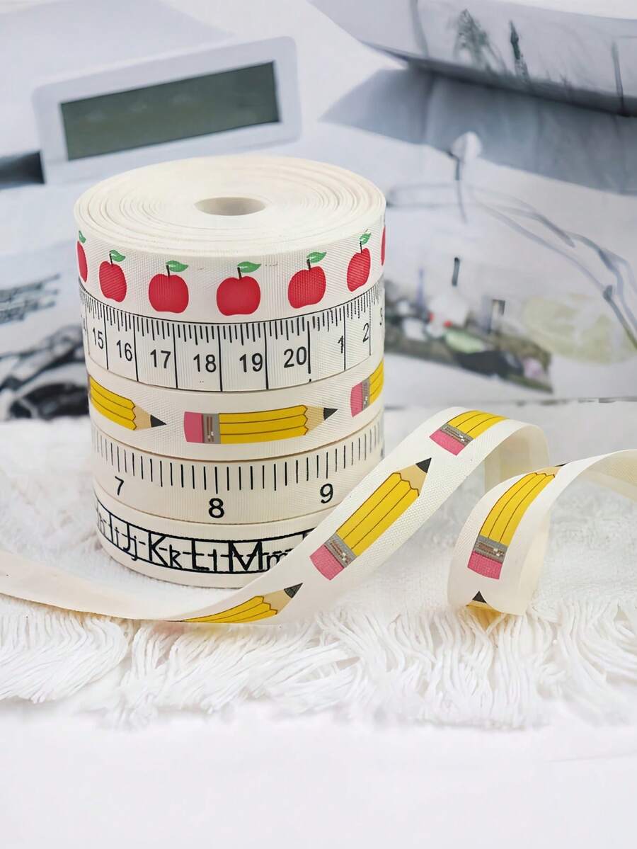 Back To School Campus Letter Ruler Ribbon DIY Handmade Class Teaching Aid, Suitable For Classroom Student Stationery Decoration, Back To School Teacher Appreciation Week Gift Wrapping Material, Youthful And Vibrant Gift Wrapping Ribbon