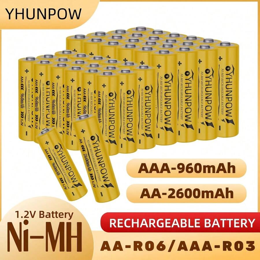YHUNPOW-5#/7# Rechargeable NiMH Battery, Large Capacity Long-Lasting, Suitable For Game Controllers, Electric Toy Cars, Keyboards, Mice And More - View 1
