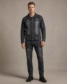 Men's Denim Classic Jean Suit Outfit - Black - View 2