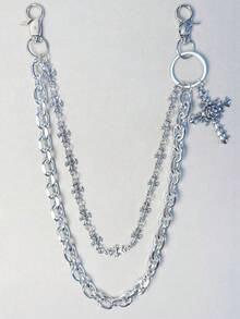 Cross Chain Pants Chain, Rhinestone Waist Chain With Lobster Clasp Pendant, Wallet Chain, Vintage Chain, Double Layer Chain, Hip Hop Punk, Jeans Chain, Pocket Chain, Men's Key Chain, Multi-Element - Multicolor 2 - View 5