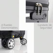 Maleta Rígida de Viaje Equipaje de Cabina con Candado de Seguriad, 4 Ruedas Giratorias Desmontables, Esquineros Antigolpes, Maleta Carry On Amplio Espacio - Negro - Ver 5