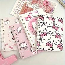 SANRIO Hello Kitty Pink Heart A7 Spiral Notebook, Random Pattern, (4pcs/Set) With Cute Cartoon Pattern And Bow Decoration, Thick Lined Paper Inside, Durable Hardcover Design, Suitable For Study, Office Or Journaling. Randomly Delivered In Different Colors And Styles, Fun Design, Spiral Binding. - A - View 11