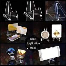 24pcs Transparent Acrylic Mini Display Stands, Clear Minimalist Design, Can Support Photo Frames, Cards, Posters, Also Can Hang Holiday Decorations, Suitable For Office Desks, Shelves, Bulletin Boards, Compact Theme Card Holder Display Props - A - View 2