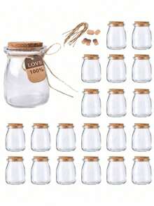 25pcs/5sets Clear Glass Bottles With Cork Stopper Design, Suitable For Weddings, Holiday Celebrations, Party Favors, Indoor/Outdoor Home Decor, DIY Candles, Candle Holders, Gift Boxes, Themed Parties - Multicolor - View 2