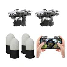 Mobile Game Triggers, Compatible With IPhone And Android, L1 R1 Game Triggers, Zero Latency, Fast Aiming, No Screen Obstruction, CODM Controller Shooting (2 Buttons), Comes With 4 Lightweight, Breathable, Sweat-Absorbing Silver Fiber Game Finger Sleeves (Suitable For All Touchscreen Gaming Devices) - Silver - View 14