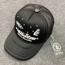 Hellstar Topi Trucker Huruf Unisex Vintage Hip Hop Topi Baseball Topi Ayah - Hitam - View 1