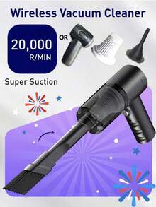 This Compact And Portable Vacuum Cleaner Features Powerful Suction, A Built-In 1800mAh Type-C Rechargeable Battery, Low-Noise Air Purification Function, And Comes With Multiple Nozzle Attachments, Making It Perfect For Car Cleaning, Keyboard Cleaning, And Home Cleaning. - A - View 2