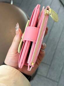 XD Korean & Japanese Style Bow Knot Multi-Slot Coin Purse, Student Bi-Fold Card Holder, Children's Wallet Zipper Card Sleeve Bank Card ID Holder, Hand Washable Fiber, Pocket Wallet, Small Item Handbag Coin Purse - Multicolor - View 3