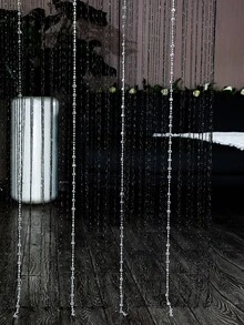 1 Pieza Cortina De Cuentas En Forma De Corazón Romántico Y Colorido Con Efecto Brillante, Perfecto Para Ventana De La Tienda, División De Habitaciones, Puerta Y Decoración - Negro - Ver 5