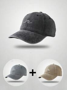 New Vintage Distressed Wavy Pattern Embroidery Baseball Cap, Casual Wave Design Sun Hat For Students And Couples - Multicolor - View 22