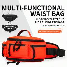 Multi-Functional Motorcycle Waist Bag Outdoor Riding Travel Hiking Bumbag. Water-Repellent Oxford Cloth, Expandable Capacity. Multi-Pocket For Phone Wallet Keys. SBS Zippers, 3D Mesh Pad, Top Handle & Adjustable Strap. Colors:Orange,Black,White. - Multicolor - View 4