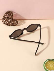 1pc Kids 6-9 Years Old Oval Fashion Glasses, Classic Pure Black Frame, PC Material, Solid Color Lenses, Casual Lightweight, Suitable For Daily Outdoor Use, With Glasses Case - Multicolor - View 8