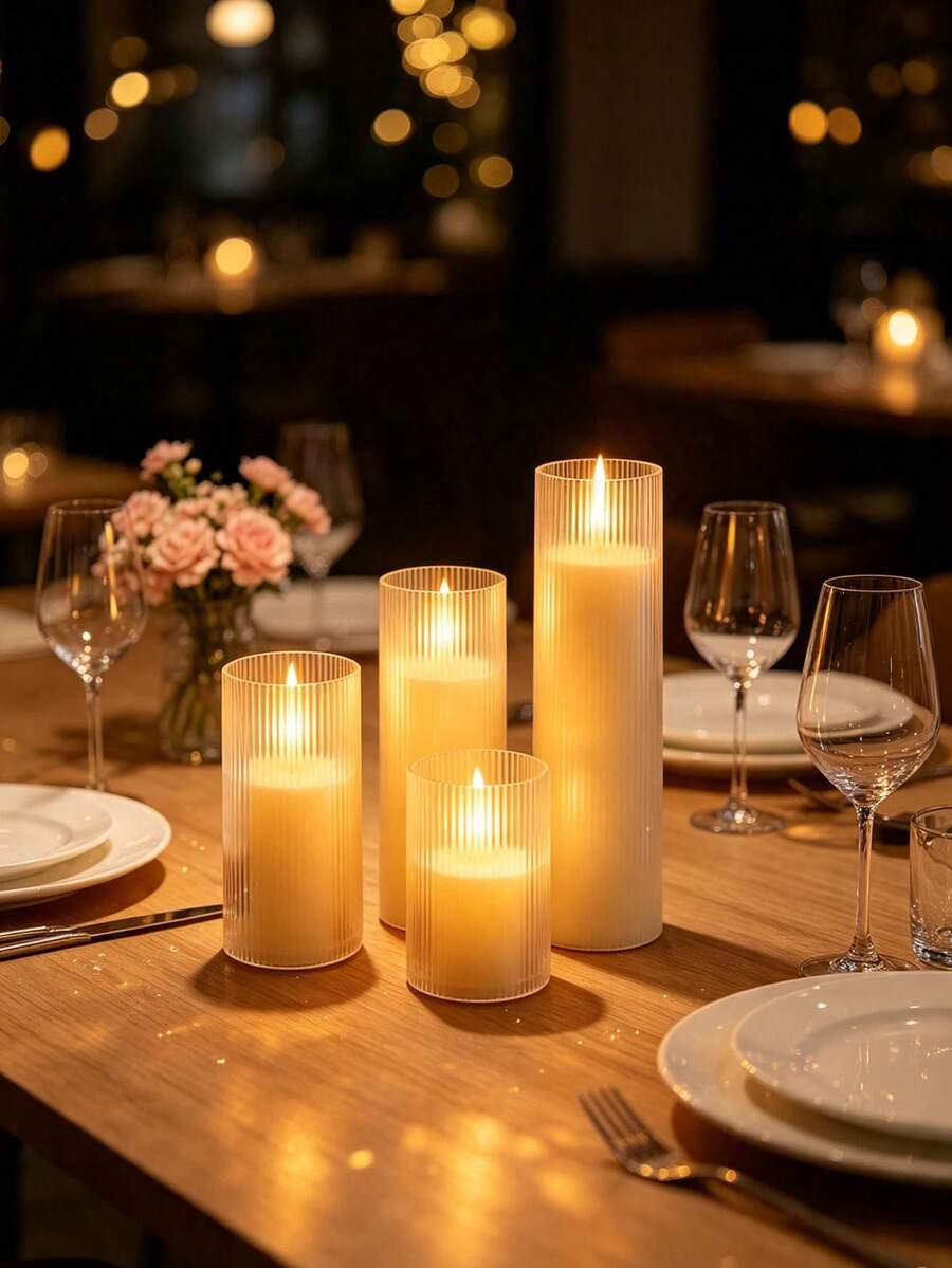 1 pieza/3 piezas Vela electrónica LED creativa, vela de simulación con parpadeo y control remoto, centro de mesa para cumpleaños y bodas, Navidad, fiesta de cumpleaños, decoración de mesa de comedor del hogar, luz decorativa para ambiente romántico de vacaciones - Multicolor - Ver 1