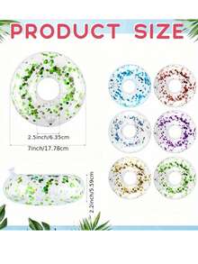 1/3/5pcs Transparent Sequin Floating Cup Holder, Random Color, Pool Floating Cup Holder, Round Floating Cup Mat, Floating Stand, Pool Party Supplies, Inflatable Pool Accessories - Multicolor - View 5