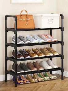 2-6 Tier Shoe Rack, Holds 2 Pairs Per Shelf, Durable Metal Shoe Rack, Small Stackable Shoe Rack, Suitable For Room/Bedroom/Living Room/Shoe Storage - Black - View 12