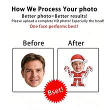 Customized Christmas Face Stickers - Personalized Face Photo - 20/50pcs Santa Claus Pattern Merry Christmas Stickers - Self-Adhesive Photo Gift Labels, Suitable For Holiday Gifts, Envelopes, Christmas Card Labels - Multicolor - View 3