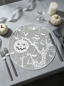 1/4/6pcs Halloween Bat & Pumpkin PVC Gold Foil Placemats, Heat-Resistant Non-Slip Table Mats For Hotel Restaurant Decor, Western Style Table Mats Suitable For Wedding Party, Valentine's Day, Halloween, Autumn Harvest Festival, Holiday Celebration, Picnic Camping, Birthday Banquet Table Decoration - Multicolor - View 5