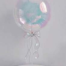 18 Inch Iridescent Heart, Star, Round Foil Balloons With Fish Tail Ribbon And Balloon Stand, Suitable For Birthday, Wedding, Aesthetic Photo Booth Decoration - View 9
