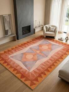 1pc Nordic Modern Minimalist Abstract Rhombus Geometric Creative Soft Faux Cashmere Area Rug, Bathroom, Kitchen, Entryway, Hallway, Bedside, Living Room, Bedroom, All Season Machine Washable Floor Mat, Home Decor - Multicolor - View 1