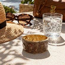 ORNAPEADIA 1pc Women's Gold-Plated Brown Sand-Texture Enamel Asymmetrical Shape Open Bangle, Versatile Summer Beach Accessory, Suitable For Daily Wear/Gift - SZ60891-8 - View 4