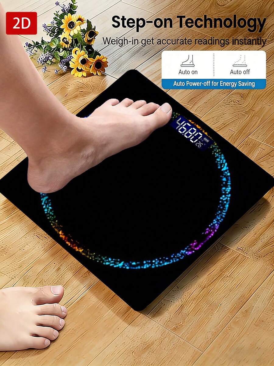 1pc Colorful Light-Sensing High-Quality Tempered Glass Bathroom Scale