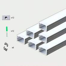 10pcs/6pcs Aluminum Channel LED Strip Light Holder Cover, Silver 50cm/19.68inch Length, Mounting Clips System For LED Strip Light Bar, Cabinet Lamp Car Light, (Without Light Strip) - Silver[50cm/19.68inch] - View 10
