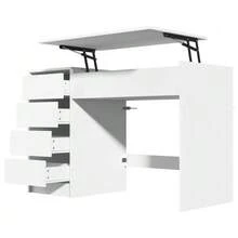 120*50*78–92 Cm, Height-Adjustable Desk With 4 Drawers – White Dressing Table And Computer Desk In One, With Manual Height Adjustment And Hidden Storage, Desk, Dressing Table - 白色 - 查看 11