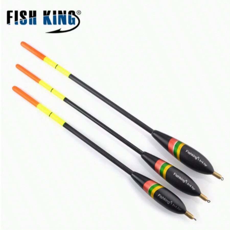 FTK 3pcs Fish King Fishing Floats, 9.06 Inches/0.21 Oz, Balsa Wood Vertical Fishing Floats