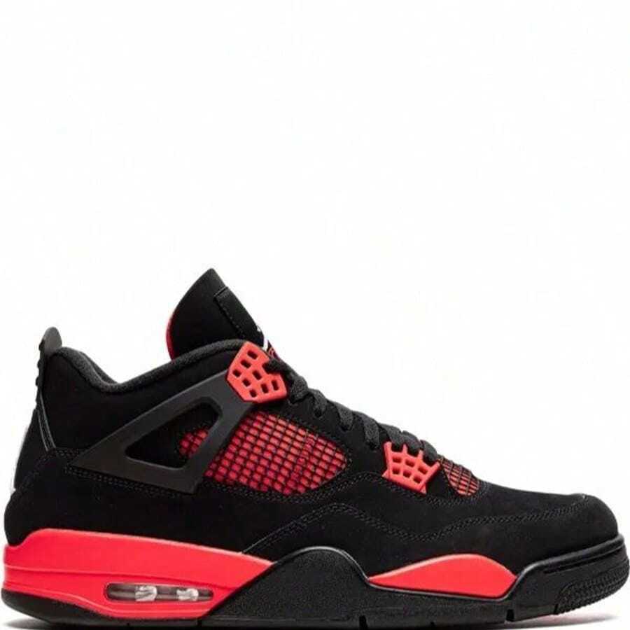 Nike Air Jordan 4 Retro Sneakers - Authentic Iconic Basketball Shoes | Viral 2026 Men's High-End Retro Streetwear | Premium Leather & Mesh Performance Trainers | Classic Air Cushioning & Support Wings | Legendary Designer Athletic Footwear - 黑紅 - 查看 1