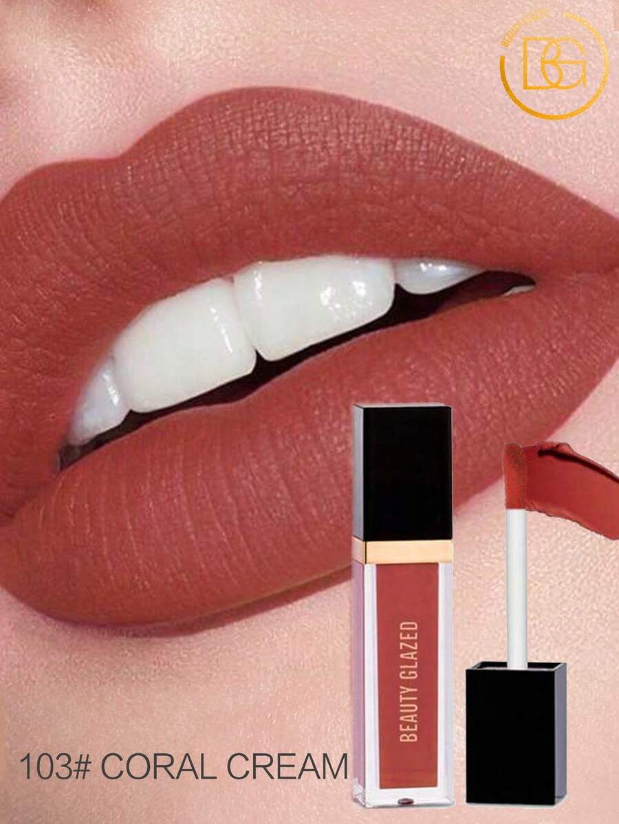beauty glazed 丝绒哑光液体唇膏,防水速干不粘腻,全覆盖唇釉,持久哑光唇膏,适合女性使用 - #103 - 查看 1