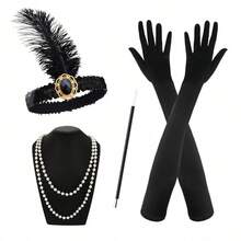 1/4/5pcs 1920s Vintage Women's Fashion Outfit Set, Women's Party Dress, Beautiful Goddess Costume, Halloween Costume, Carnival - Multicolor - View 3