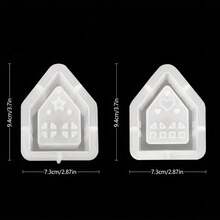 SILIKE LUFEI 1PC/2PCS Cetakan Resin DIY Bentuk Hati, Bintang, Rumah, Tempat Lilin, Alas Lilin, Cetakan Silikon, Cetakan Plaster untuk Ornamen Lilin - Cetakan rumah - View 2