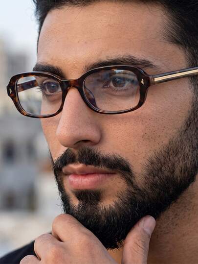 1 Pair Men's Multi-Color Rectangular Retro Floral Fashion Personalized Non-Prescription Glasses
