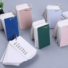 100 Sheets Solid Color Blank Flash Cards With Metal Binder Ring, Portable Word Notebook Blank Message Notepad For Student Learning Office Stationery - 100 Sheets - View 1