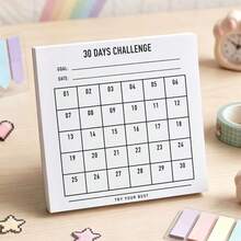 1/4pcs Minimalist 30-Day Challenge Habit Tracker Sticky Notes,Suitable For Square Adhesive Note Sheets For Office School Planner Journal, Simulation Exercise Book Design Notepads, Office Stationery Supplies, Student Daily To Do List Note Paper - one-size - View 7