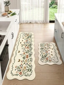 1pc Floral Pattern Runner Rug, Area Rug For Kitchen, Bathroom, Outdoor, Indoor, Bedroom, Living Room, Bedside, Decorative Rug, Machine Washable, Easy To Clean, Non-Slip Backing, Entryway Mat, Bedroom Bathroom Decor Rug - Multicolor - View 4