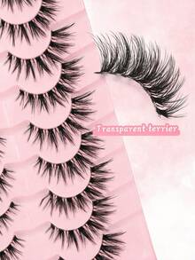 7 Pairs Wispy Fox Eye False Eyelashes, Natural Fluffy Winged Cat Eye Strip Lashes, Light Thin Band Elongated Outer Corner Mink Fake Lashes, Reusable Daily Makeup Eyelashes For Women - View 5