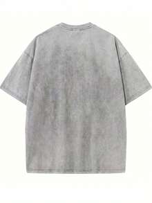 Lot de 1 t-shirt pour homme en pur coton, lavé, avec imprimé fin, idéal pour les activités de loisirs estivales - Gris pâle - Voir 3