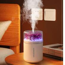 USB Portable Mini Humidifier, Elegant Eternal Flower Decor Color Changing Night Light, Silent Ultrasonic Air Mist Diffuser For Car, Bedroom, Office Desktop, Home Decor Gift - Mist - View 14